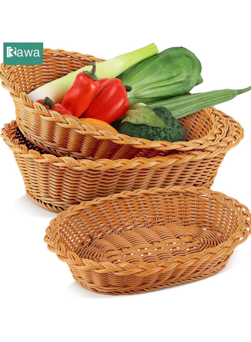 روعة مجموعة سلال من ثلاث قطع: سلة صغيرة منسوجة، سلة تخزين مكتبية، سلة تخزين طعام من الخيزران. سلال قابلة للغسل بالكامل ومناسبة لتخزين الطعام والألعاب والوجبات الخفيفة والأدوات المكتبية والأغراض المتنوعة، كما أنها متعددة الاستخدامات. - Image 1